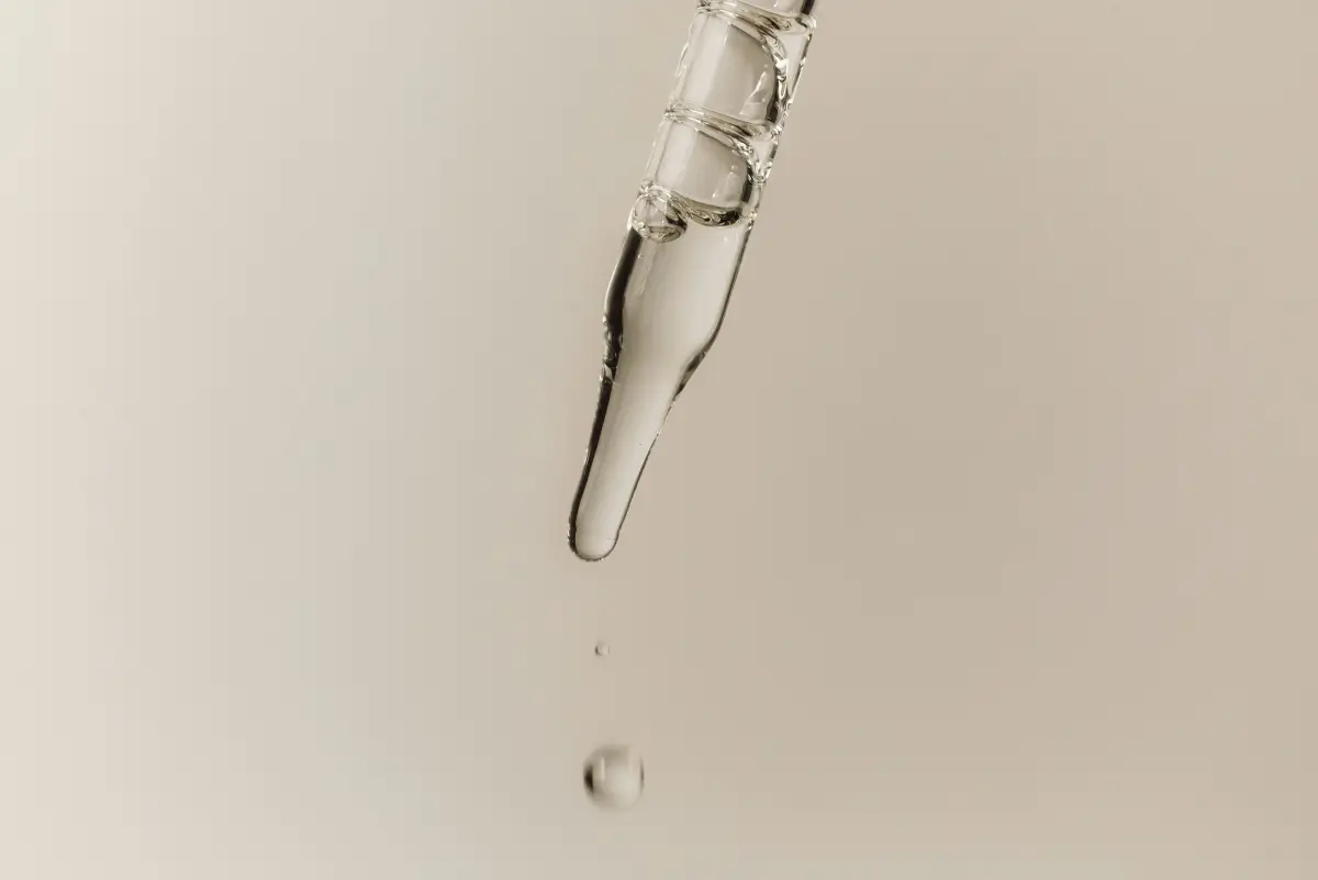 Clinical serum vial macro photograph